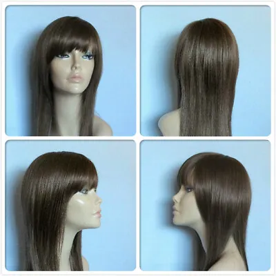 High Heat Resistant Long Hair Wigs Light Ash Brown Lady Womens Daily Full Wig Uk • £14.99