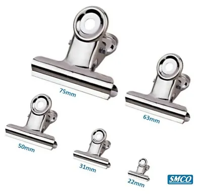 £2.85 • Buy 22mm BULLDOG CLIPS XXS Very Small TRADITIONAL CHROME METAL Paper Binder BY SMCO