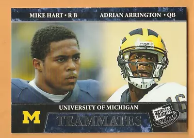 Mike Hart Adrian Arrington Michigan Wolverines 2008 Press Pass #98 11Q • $2