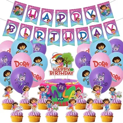 £4.99 • Buy Dora The Explorer Birthday Party Supplies Balloons Decorations Cake Banner