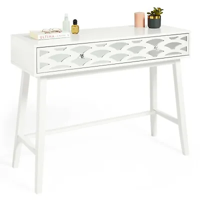 £79.99 • Buy Mirrored Dressing Table Vanity 1 Drawer Makeup Desk Console White Bedroom | BTFY