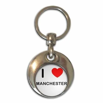 I Love Manchester - Chrome Round Double Sided Key Ring • £4.99