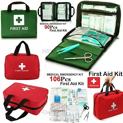 106 & 90 Piece First Aid Kit Medical Emergency Travel Home Car Taxi Work Aid Bag • £11.19