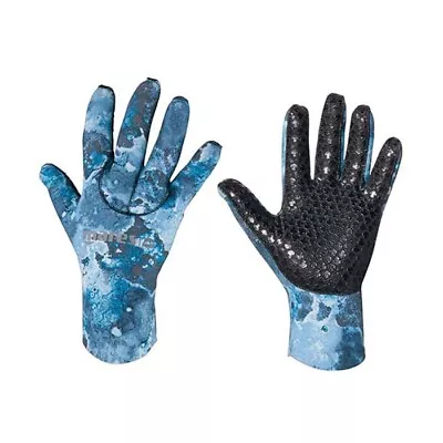 3mm Mares Camo Gloves Free Diving Spearfishing Lobster Scuba Dive Blue LARGE • $24.98