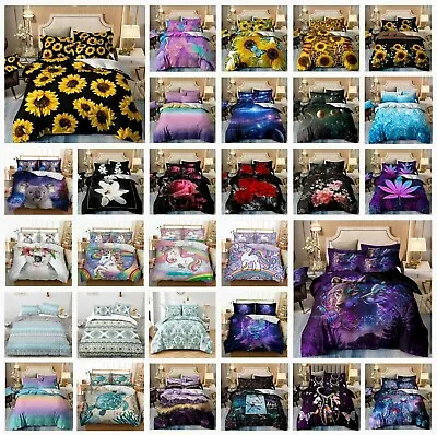 Floral Marble Quilt Duvet Doona Cover Set Single Double Queen Super King Bedding • $39.80