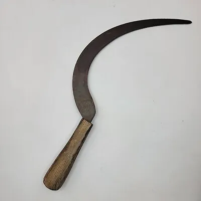 Antique Hand Sickle Scythe 16 Inches Wooden Handle • $24.95