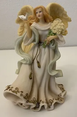 Vintage Angel With Dove Resin Figurine Hand Painted 8.5 In Tall • $18.99