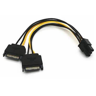 6 Pin PCI To 15Pin SATA Power Splitter Express Video Card Power Cable Adapter • $6.29