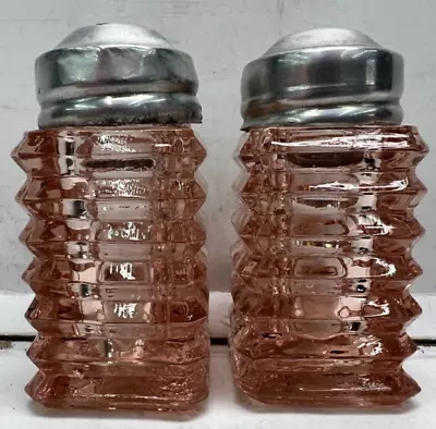 Pink Manhattan Anchor Hocking Depression Glass Salt And Pepper Shakers • $39.99