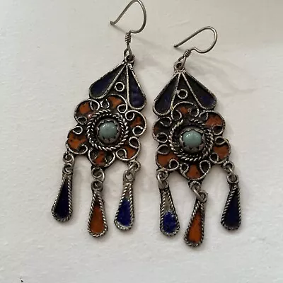 Tribal Ethnic Moroccan Earrings Vintage Handmade 70mm Long Excluding Hook • $31.56