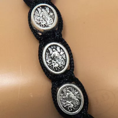 Saint St Michael Archangel Guardian Angel Medal Bracelet Black Cord Protection • $11.99