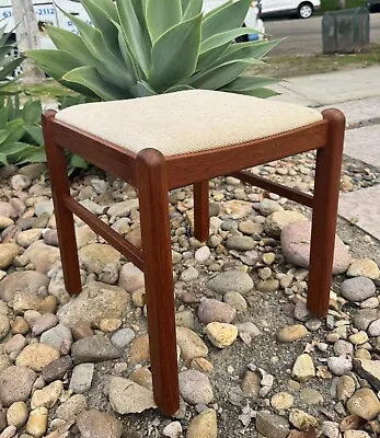 Danish Modern Mid Century Vintage MCM Solid Teak Wood Chair Stool Ottoman Seat • $199