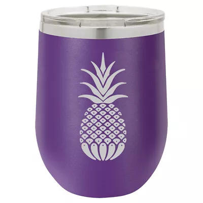 Stemless Wine Tumbler Coffee Travel Mug Glass Pineapple • $25.99