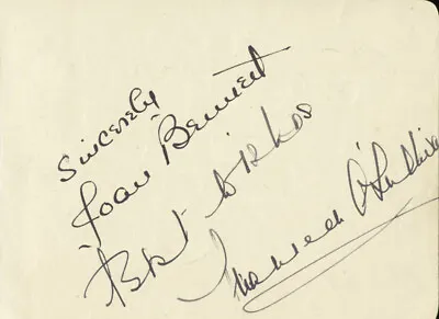 Maureen O'sullivan - Autograph Co-signed By: Jenni Matthew Joan Bennett • $220