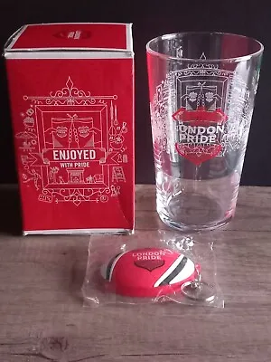 London Pride LTD Edition Pint Glass & Rugby Ball Bottle Opener. • £9