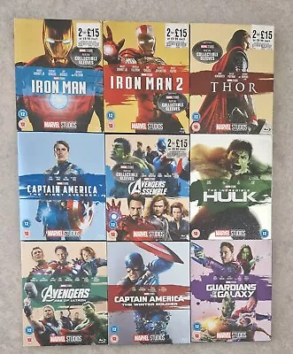 9 X Blu Ray Bundle Mixed Marvel Movies In Collectable O-Ring Sleeves  • £22