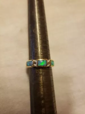 Authentic Kabana 14k Yellow Gold Ring  3 Star Opal Inlay  Diamond Size 7 3/4 • $799