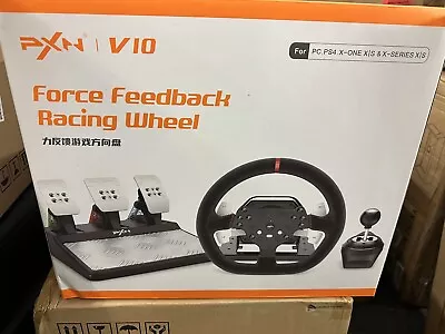 PXN V10 Force Feedback Steering Wheel Bundle New In Box Never Used • $207.99