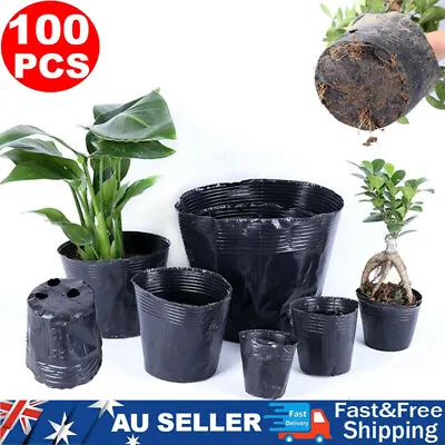 $12.34 • Buy 100Pcs/Set Plastic Garden Plant Nutrition Pots Flower Seedlings Nursery Pot AU