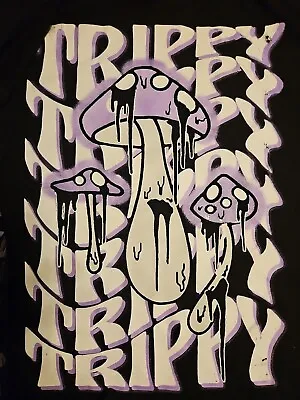 Magic Mushrooms Trippy Psychedelic Graphic T-Shirt 3XL Black Fresh Laundry • $10