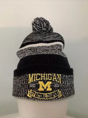 *NWOT* Michigan Wolverines 2023 National Champions Football Cuffed Knit Pom Pom • $14.99