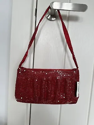 ❤️Dorothy Perkins~Red~Chainmail ~Short Strap~Party Handbag~New With Tag~£12❤️ • £7.95