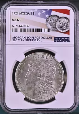 :1921-p Silver Morgan To Peace Dollar 100th Anniversary Ngc Ms63 Highest Grades • $149.95