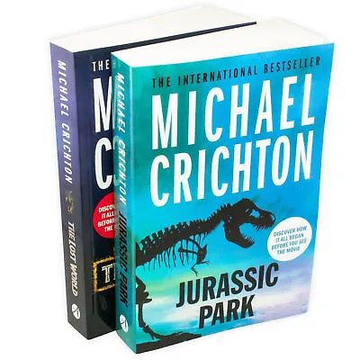 Jurassic Park & The Lost World 2 Books- Michael Crichton -  Fiction - Paperback • $18.99