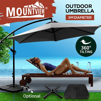 Mountview Outdoor Umbrella Cantilever Umbrellas Base Stand Garden Patio Beach 3M • $209.99