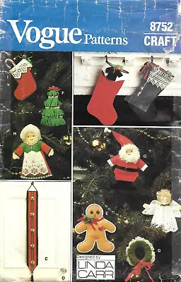 Uncut Vogue Sewing Craft Pattern 8752 Christmas Package Tree Ornaments Stockings • $19.99