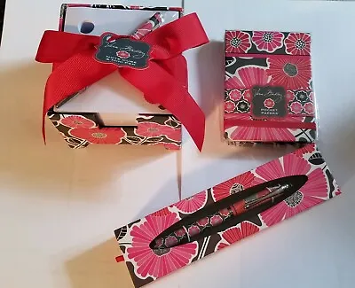 Vera Bradley Ball Point Pen + Pocket Papers + Note Cube/Mini Pen-Cheery Blossoms • $40