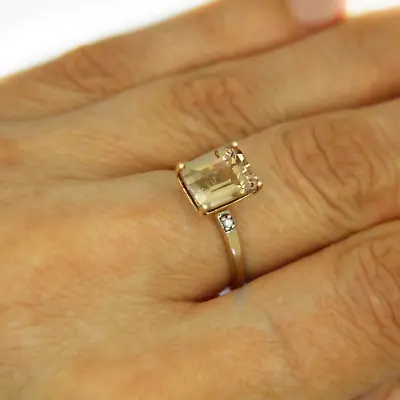 9ct Gold Mawi Kunzite Diamond Ring 6 3/4 - N • $291.03