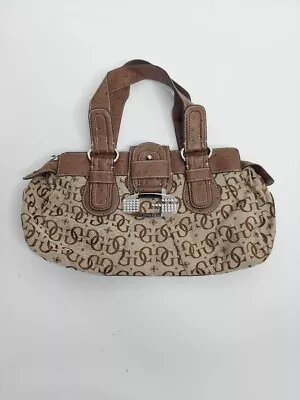 GUESS Vintage Women's Tan Logo Print Handbag Purse Bag Croc • $22.99