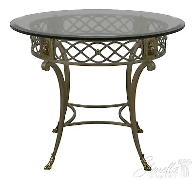 57143EC: MARGE CARSON Fine Quality Steel & Brass Glass Top Center Table • $895