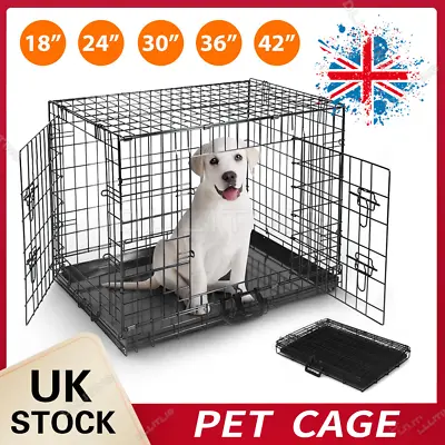 £19.99 • Buy Folding Dog Cage Pet Puppy Crate Carrier Home Training Kennel Door S M L XL XXL