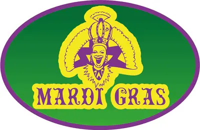 Mardi Gras Carnaval Oval Car Bumper Sticker Decal • $2.75