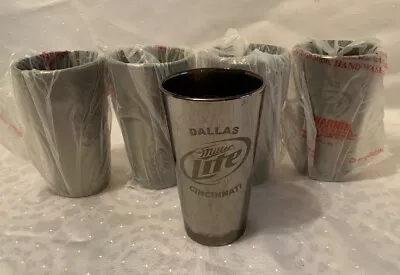 5 MILLER LITE & FOOTBALL HALL OF FAME 2010 HOF GAME Dallas Cin DRINK GLASSES NOS • $31.99