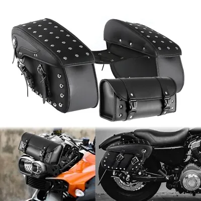 $149.99 • Buy Motorcycle Saddle Bag + Tool Bags For Yamaha V Star 650 950 1100 1300 XVS Custom