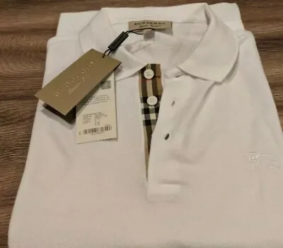 Burberry Mens Polo Shirt / Size 2XL / 100% Cotton/ White/ Fast Shipping • $130