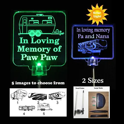 Personalized Camper RV Solar Lights Grave Marker Sympathy Gift Cemetary • $41