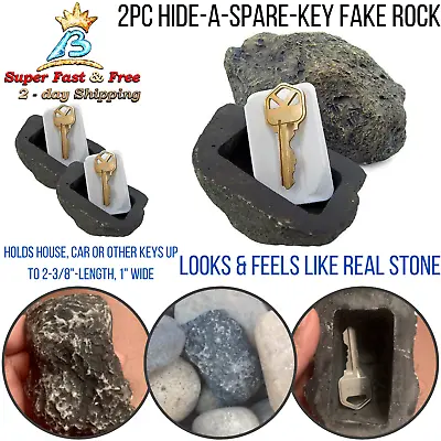 Hidden Rock Key Box Hide In A Fake Stone Security Safe Storage Outdoor Garden    • $23.80