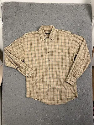 Burberry London Shirt Men's Small S Brown Plaid Long Sleeve Made In USA • $49.99