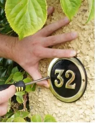 Round Brass & Black House Number Signs (1 - 39) • £17.99