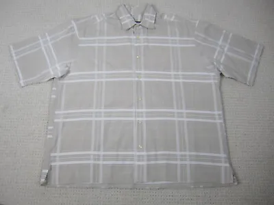 VTG Burberry London Shirt Mens Medium Beige Plaid Short Sleeve Button Down USA • $45
