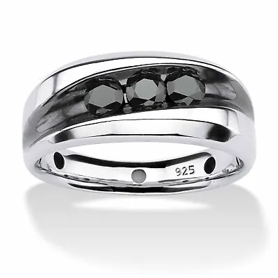 PalmBeach Jewelry Men's 3/4 TCW Black Diamond Platinum-plated Silver Ring • $224.82