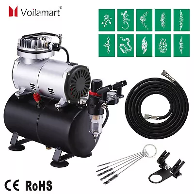 1/5HP Airbrush Kit With Compressor 3L Tank Air Spray Gun Nail Art Make Up Tattoo • $124.99