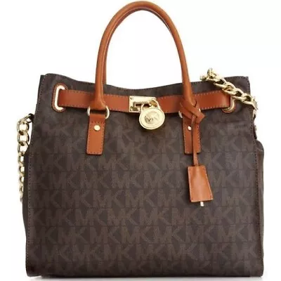 Used Michael Kors Hamilton Brown Logo MK Monogram Bag • $180