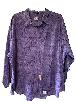 $22.99 • Buy Mens B-D Baggies Blue Red Paisley Floral Big 4XL Button-up Long Sleeve Shirt