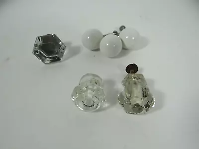 Mixed Lot Vintage Drawer Door Pulls 3 Glass 3 White Porcelain • $11.24