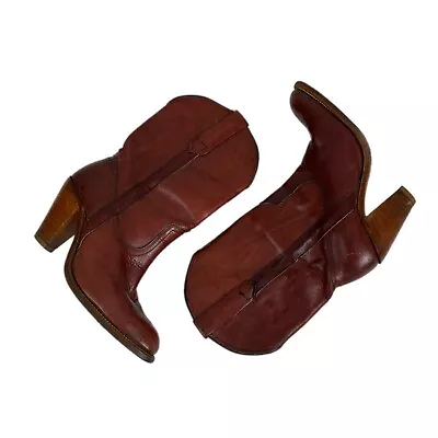 Frye Women's Cowboy Western Boots Leather 7893 USA Brown Size 7.5 B Vintage • $59.99